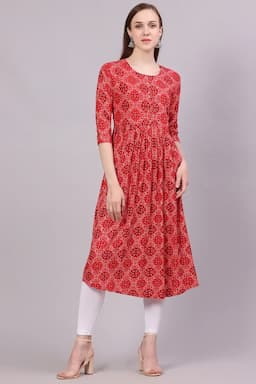 Rayon Printed Kurta for Women  0174643XLRED