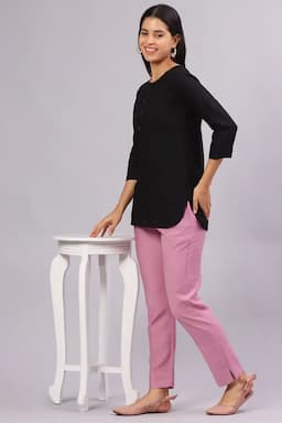 Rayon Solid Tunic Top for Women 017545XLBLA