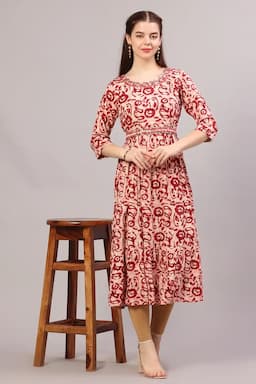 Cotton Printed Kurta for Women  018282LMAR