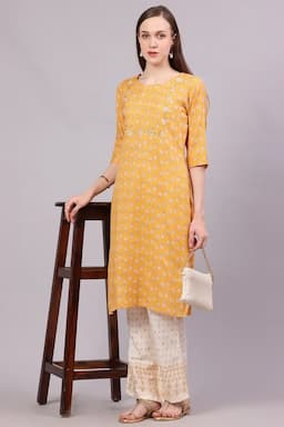 Cotton Embroidered Kurti with Palazzo Set for Women  018550XXLMUS