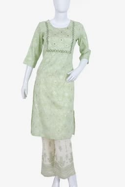 Cotton Printed Kurti with Pant Set for Women  018589MGRE