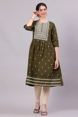 Cotton Blend Embroidered Kurti for Women  018623LOLI