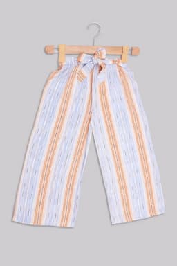 Cotton Blend Striped Palazzos for Women  019738BLU36