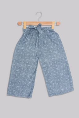 Cotton Blend Printed Palazzos for Women 019745BLU36