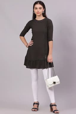 Cotton Blend Solid Top for Women 01981240OLI