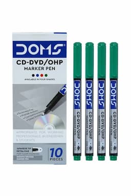 Doms CD-DVD/OHP Marker Pen, Green- Pack Of 10 020083GRE