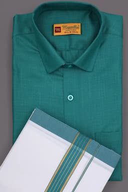 Men's Cotton Shirt with Dhoti Set (2-Pcs Set) 023144DARGRE422