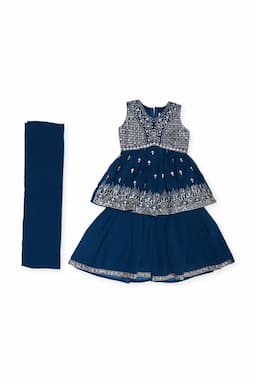 Georgette Sequined Anarkali Kurti with Sharara & Dupatta 02505834YRSTEA