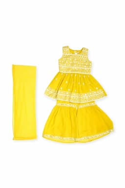 Georgette Sequined Anarkali Kurti with Sharara & Dupatta 02506034YRSLIMGRE