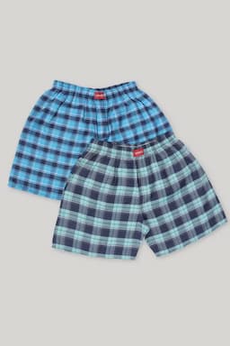 Men's Pack of 2 Cotton Checkered Boxers 025777MULXL2