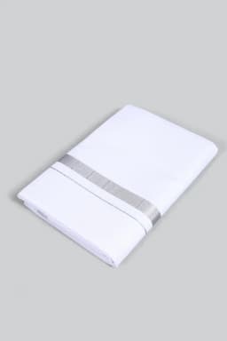 Men's Cotton Solid Dhoti with Zari Border 026915SIL3.8MTR