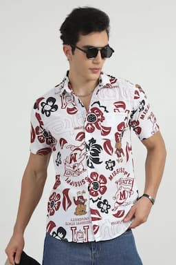 Printed Rayon Slim Fit Shirt for Men 027540WHIL