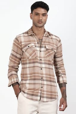 Checkered Cotton Shirt for Men 027582LIGBROL