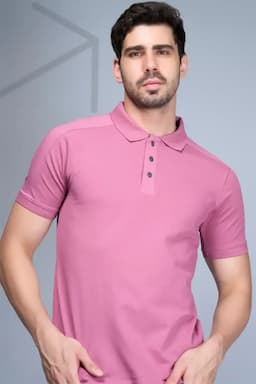 Men's Solid Half Sleeve Polo T-shirt 02822538PIN