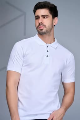 Men's Solid Half Sleeve Polo T-shirt 02822544WHI