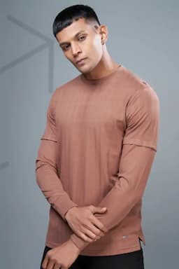 Men's Self Designed Full Sleeve T-shirt 02826340BRO