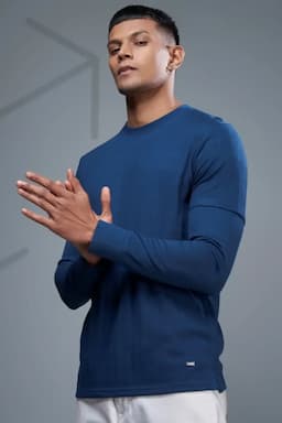 Men's Self Designed Full Sleeve T-shirt 02826340TEA