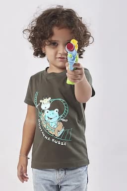 Cotton Round Neck T-shirt for Just Born Babies 028320OLI612