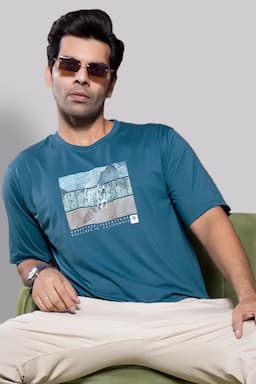 Men's Printed Round Neck Cotton T-shirt 0285245XLTEA