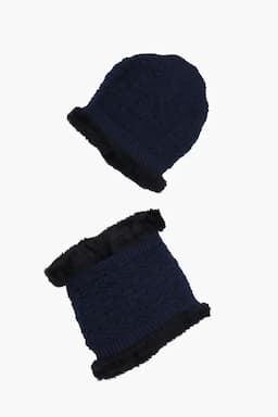 Wool Beanie Cap & Muffler for Men and Women 029088NAVBLU