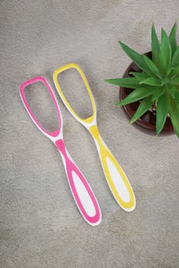 DR.ZARVA Double Action Tongue Cleane (Yellow & Pink)- Pack of 2 029853YEL&PIN