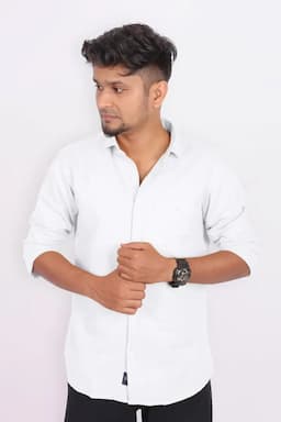 Men's Cotton Solid Casual Shirt 032801WHIL