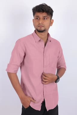 Men's Solid Full Sleeve Casual Shirt 033263PINXL
