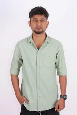 Cotton Solid Full Sleeve Shirt for Men 033290LIGGREM