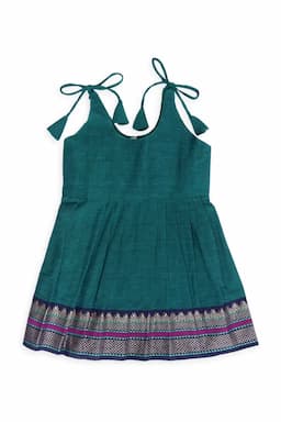 Pure Cotton Ethnic Frock for Baby Girl - Bottle Green 033468BOTGRE36M