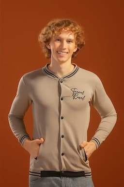 Men's Cotton Casual Self Designed Jacket 034937LIGBROXXL