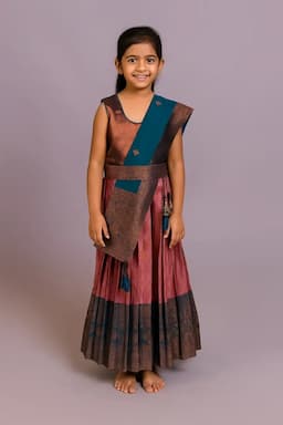 Artsilk Festive Lehenga Set with Dupatta and Hip Belt for Girls (Sleeve material attached) 03559178YRSMUL